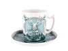 Lomonosov Porcelain Coffee Mug and Saucer Men's Stories Hunting 12.8 oz