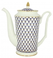 Lomonosov Imperial Porcelain Bone China Coffee Pot Julia Cobalt Net 23.3 fl.oz/690 ml