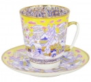 Lomonosov Imperial Porcelain Cup and Saucer Bone China May Frosty Evening 5.6 fl.oz/165 ml