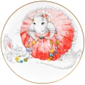 Decorative Wall Plate 2020 Year of RAT Lady Mouse in Pink