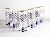 Imperial Porcelain Factory High Juice Glass 10 fl.oz Set 6 pc Cobalt Net 