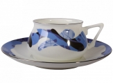 Lomonosov Porcelain Bone China Cup and Saucer Bilibina Blue Caramel