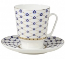 Lomonosov Imperial Porcelain Bone China Cup and Saucer May Cobalt Flower Blues