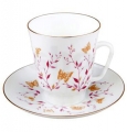 Lomonosov Imperial Bone China Cup and Saucer May Pink Branches 5.6 fl.oz/165 ml 2 pc