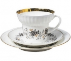 Lomonosov Imperial Porcelain Bone China Espresso Cup and Saucer Tiny Branches