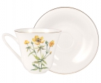 Lomonosov Imperial Porcelain Bone China Tea Set Cup and Saucer Buttercup Flower 7.3 fl.oz/200 ml