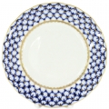 Lomonosov Imperial Porcelain Dessert Plate Cobalt Net Cake Tulip 7"/180 mm