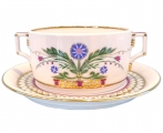Lomonosov Imperial Porcelain Soup Bowl and Saucer Moscow River 14.5 oz/430 ml