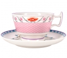 Lomonosov Imperial Porcelain Tea Set Cup and Saucer Alexandria Pheasants 8.4 oz/250 ml