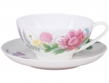 Lomonosov Imperial Porcelain Tea Set Cup and Saucer Dome Wildflowers #1