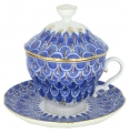 Lomonosov Imperial Porcelain Covered Cup and Saucer Forget Me Not Gift-2