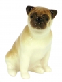Pug Dog Sitting Lomonosov Porcelain Figurine