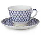 Lomonosov Imperial Porcelain Tea Cup Set Spring New Cobalt Net 7.8 oz/230ml