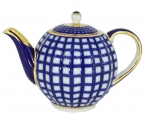 Lomonosov Imperial Porcelain Tea Pot Tulip Cobalt Cell 3 Cups 20 oz/600 ml