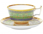 Lomonosov Imperial Porcelain Tea Set Cup and Saucer Alexandria Golden 52 8.4 oz/250 ml