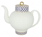 Lomonosov Imperial Porcelain Bone China Tea Pot Wave Cobalt Net 27 fl.oz/800 ml