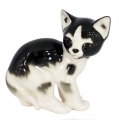 Cat Kitty Black and White Spotted Lomonosov Imperial Porcelain Figurine