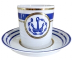 Lomonosov Porcelain Porcelain Tea Cup with Saucer Navy Style #1 7.4 oz/220 ml