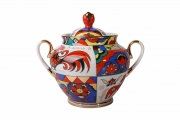 Lomonosov Imperial Porcelaine Sugar Bowl Spring Folk Patterns 13.5 oz/400 ml