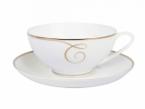 Lomonosov Porcelain Tea Set Cup and Saucer Dome Golden Curls 10 oz/300 ml