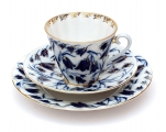 Russian Porcelain Porcelain Set 3pc Cup, Saucer and Plate Radiant Blue Bells 7.95 oz/235 ml 